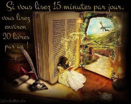 Image Proverbe :  Si vous lisez 15 minutes, vous lirez...