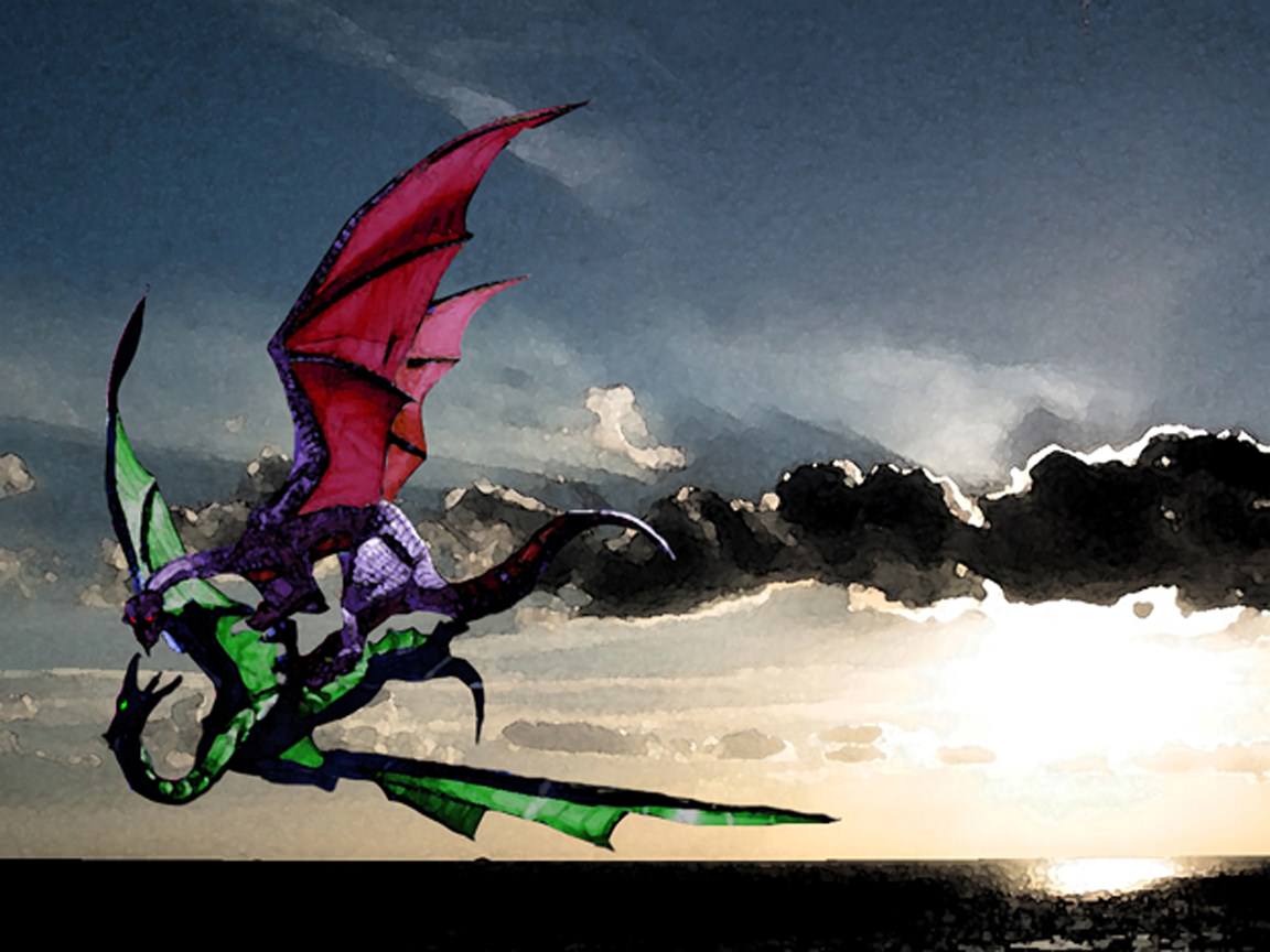 Creatures Dragons dragons au coucher du soleil