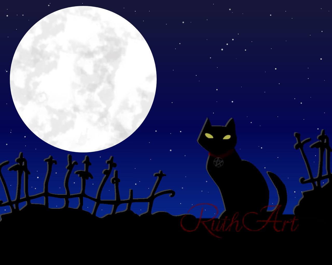 Style Dark Full Moon and The Black Cat