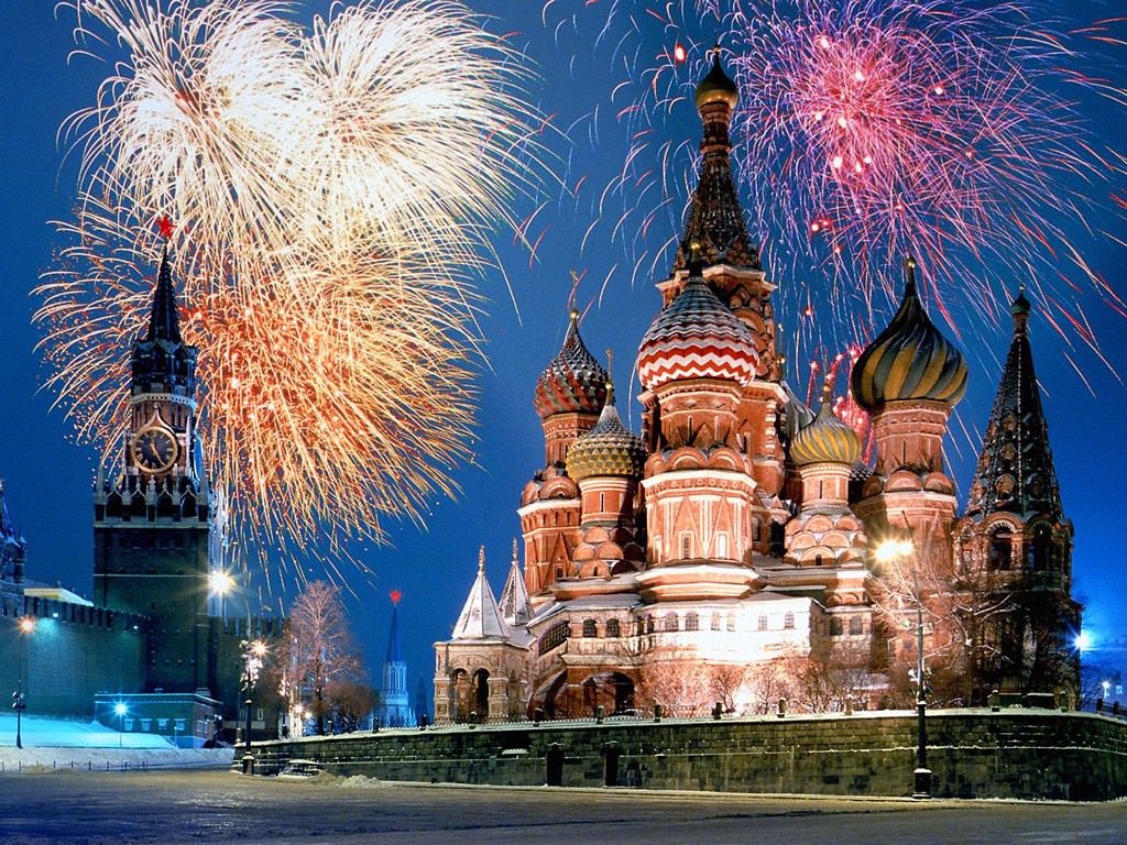 Russie Kremlin and Red Square Fireworks