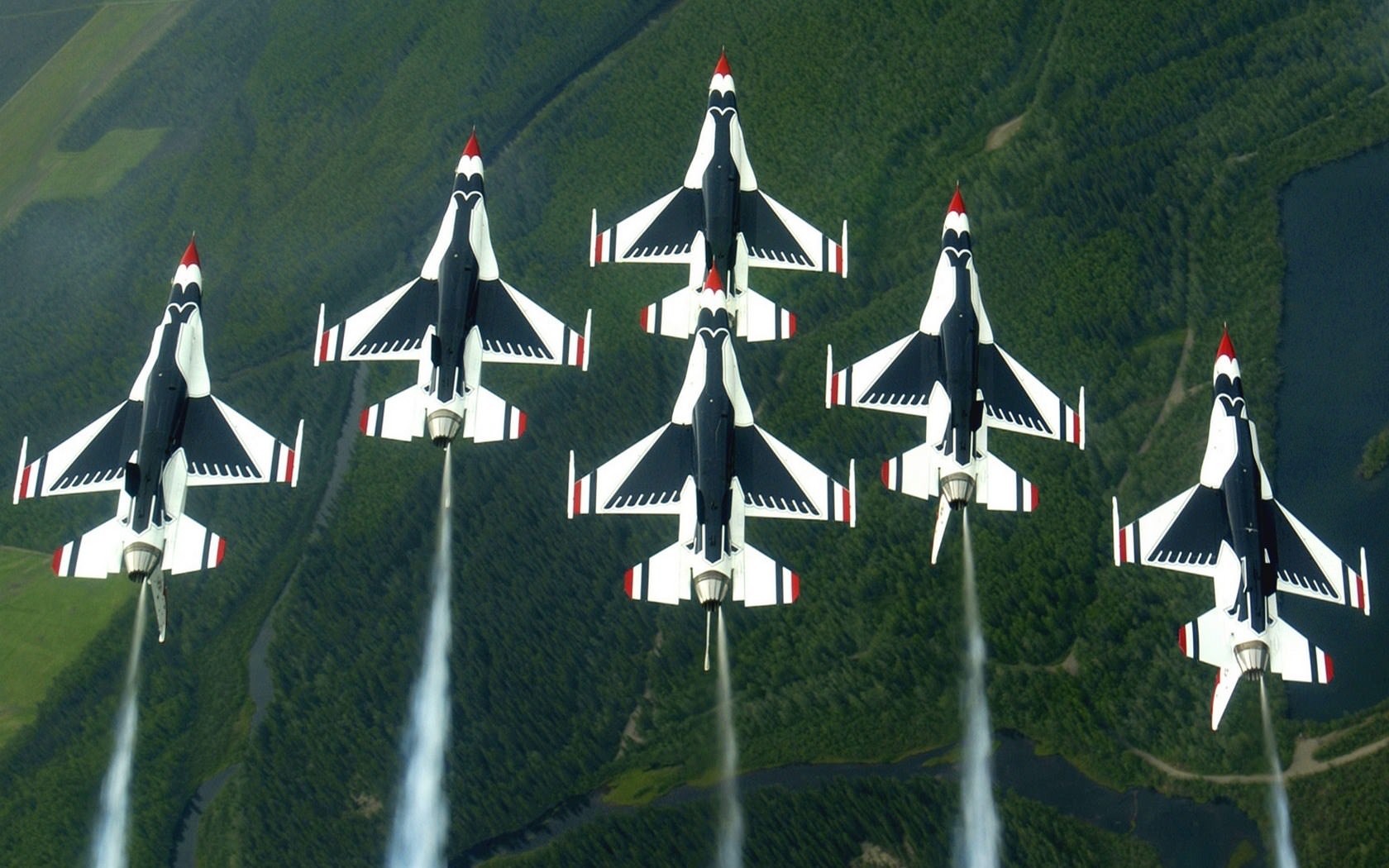 Avions militaires Thunderbirds upside down