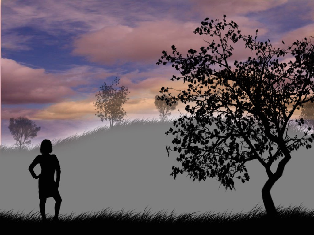 Compositions 2D une femme devant un arbre 