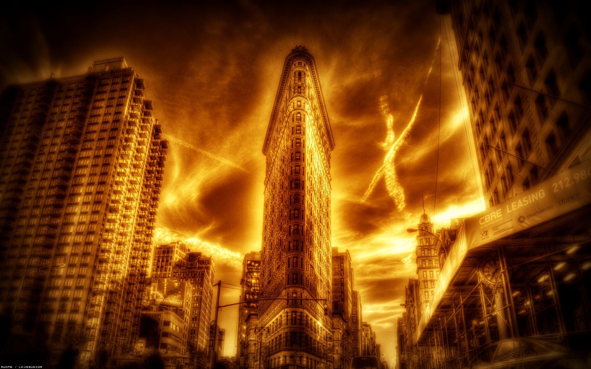 Grattes ciel et Immeubles NewYork en flammes
