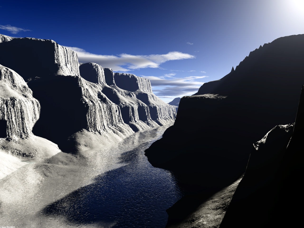 3D et Terragen Winter In The Canyon