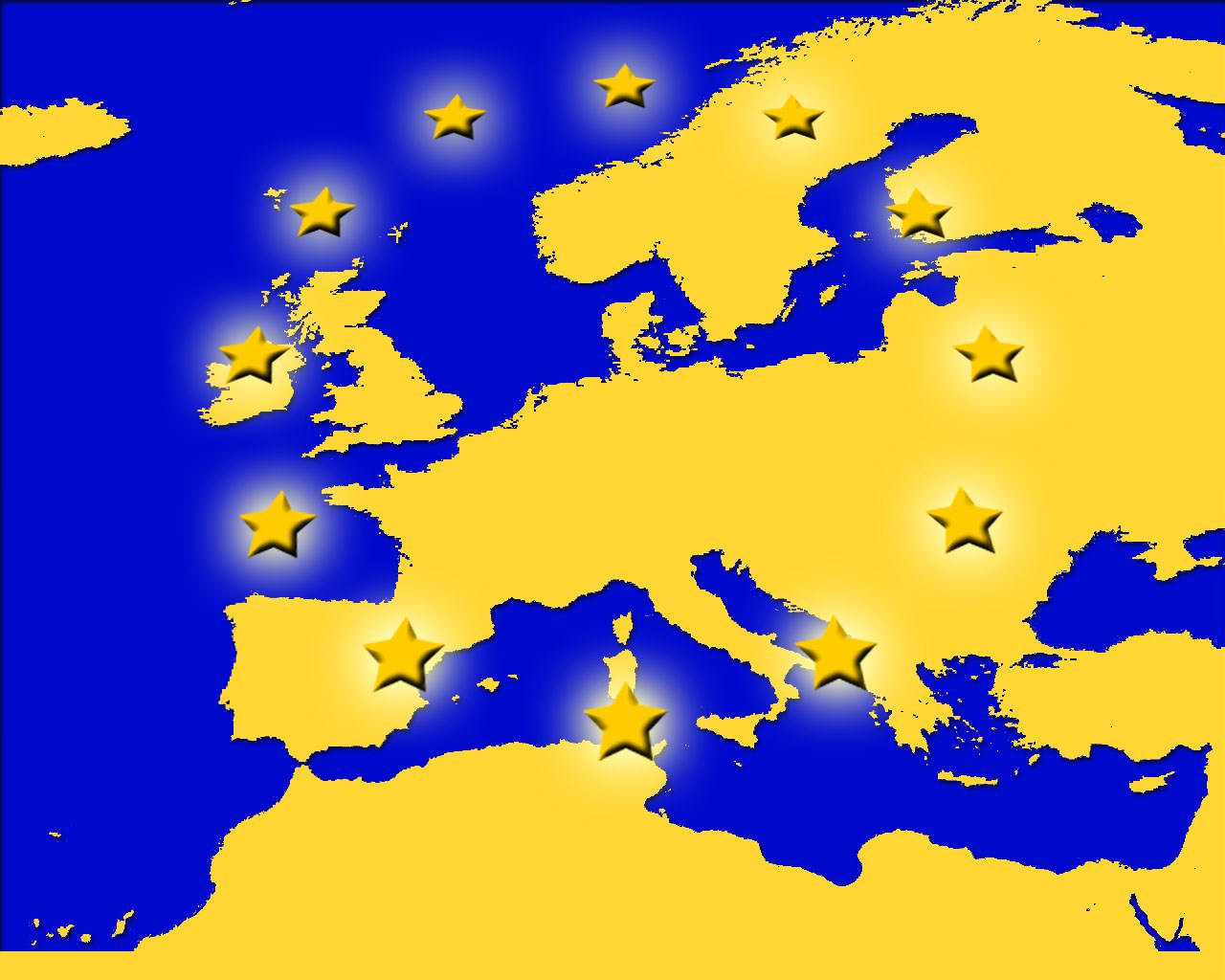 Abstrait L'Europe en jaune et bleu