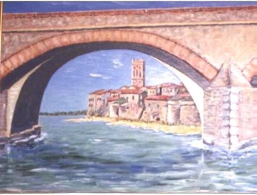 Impressionniste le vieux pont de Rivesaltes